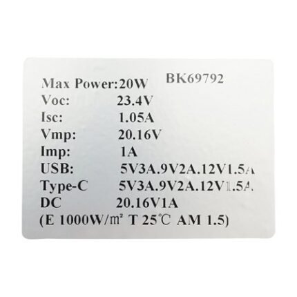 Sistem solar fotovoltaic portabil cu panou 20W cu regulator tensiune USB, Type-C pentru camping