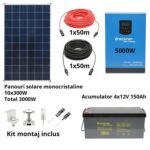 Sistem solar fotovoltaic cu invertor 5KW 220V ON-Grid Hibrid 48V, 105A MPPT Breckner Germay